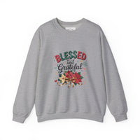 Load image into Gallery viewer, Blessed and Grateful Sweatshirt | Cozy Holiday Crewneck | Unisex Gift | Fall Decor | Thanksgiving Apparel | Christmas Comfort
