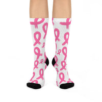 Load image into Gallery viewer, Breast Cancer Awareness Cushioned Crew Socks | Supportive Socks for Hope, Charity Events, Gift for Her, Comfortable Wear, Fundraising [...]
