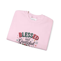 Load image into Gallery viewer, Blessed and Grateful Sweatshirt | Cozy Holiday Crewneck | Unisex Gift | Fall Decor | Thanksgiving Apparel | Christmas Comfort
