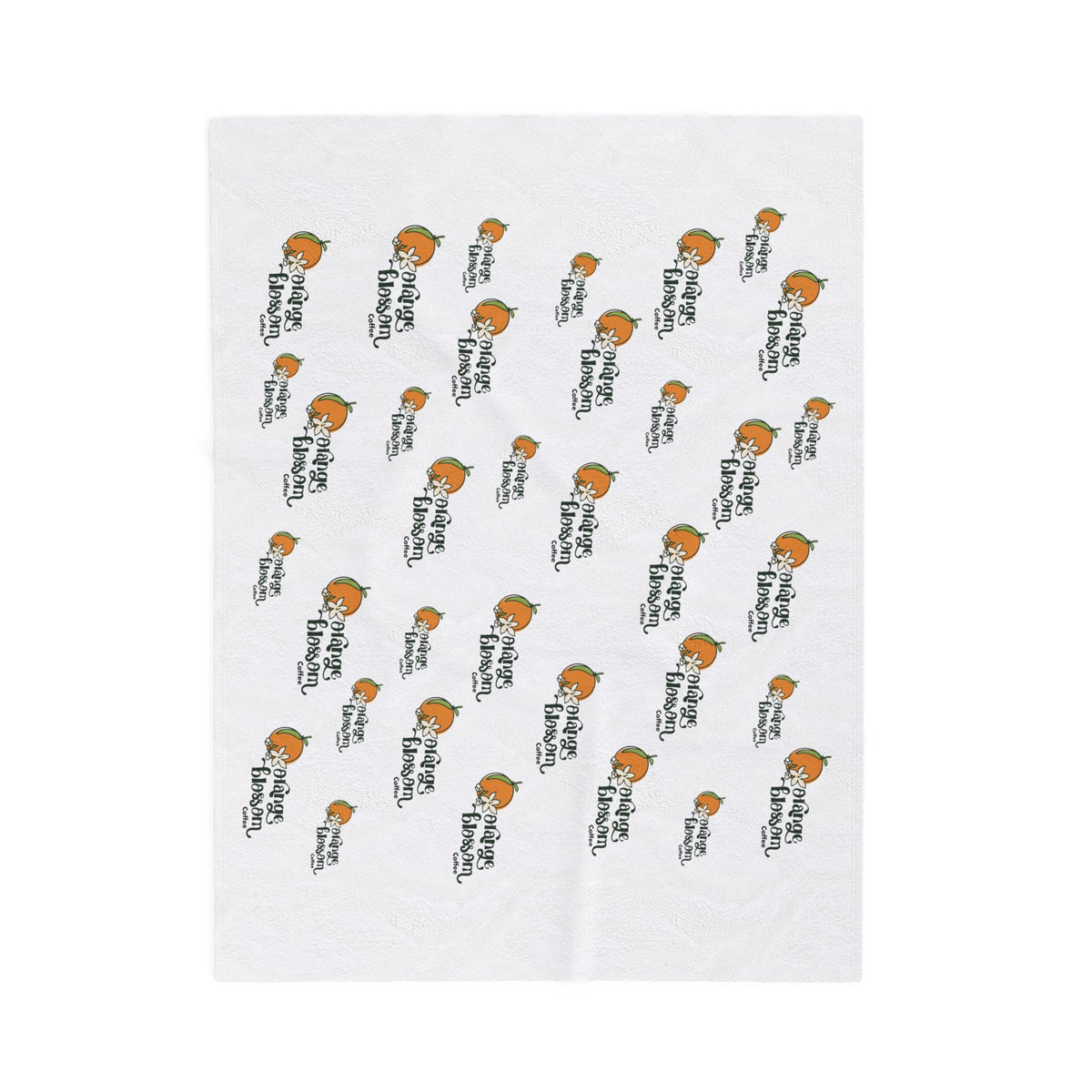 Velveteen Plush Blanket - Cozy Orange Blossom Coffee Logo Soft Throw