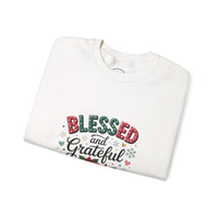 Load image into Gallery viewer, Blessed and Grateful Sweatshirt | Cozy Holiday Crewneck | Unisex Gift | Fall Decor | Thanksgiving Apparel | Christmas Comfort
