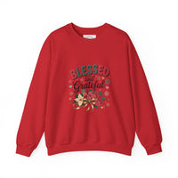 Load image into Gallery viewer, Blessed and Grateful Sweatshirt | Cozy Holiday Crewneck | Unisex Gift | Fall Decor | Thanksgiving Apparel | Christmas Comfort
