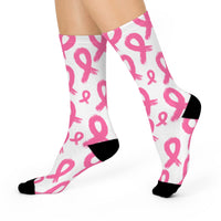 Load image into Gallery viewer, Breast Cancer Awareness Cushioned Crew Socks | Supportive Socks for Hope, Charity Events, Gift for Her, Comfortable Wear, Fundraising [...]
